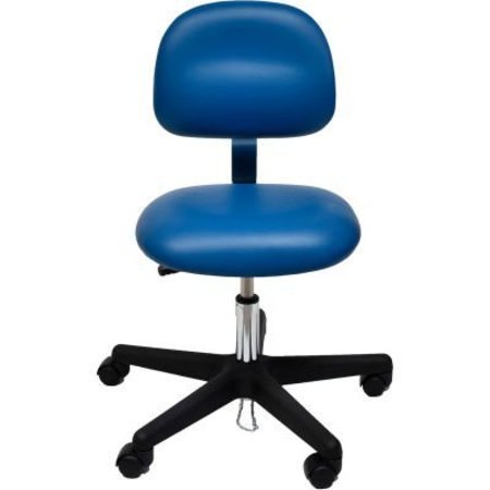 INDUSTRIAL SEATING ESD-Safe Vinyl Chair with Nylon Base with Drag Chain Blue 52-VCD BLUE-411